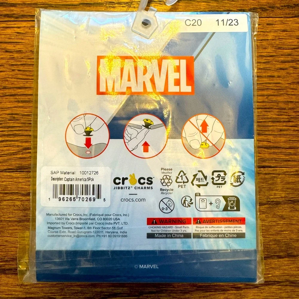 Crocs Jibbitz Marvel Captain America 5-Pack – Shoe Charms – Superhero Set – NWT